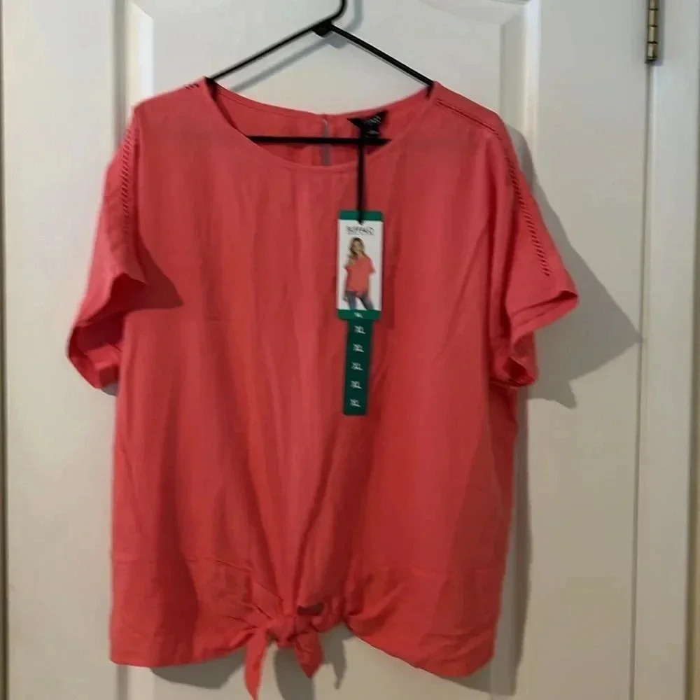 BUFFALO🔥BY DAVID BRITTON WOMENS XL PEACH/CORAL TOP BOXY NWT